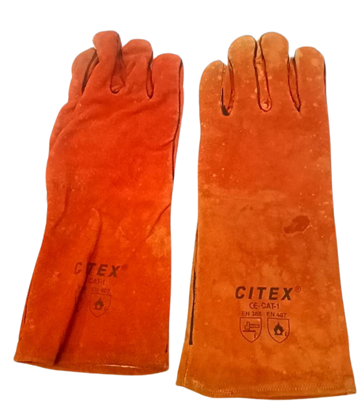 ถุงมือหนังกันความร้อนรุ่นยาว 16 นิ้ว มีซัพ